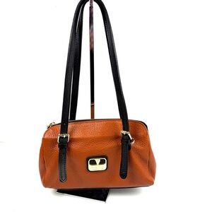 Valentina Italian Handbag Brown Orange Leather Shoulder Bag NO Long Strap